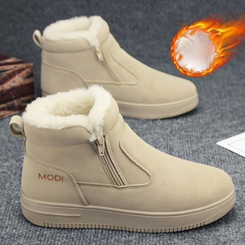 Zimowe Męskie Buty Śniegowce Wodoodporne Antypoślizgowe Pluszowe Wysokie Wygodne Ciepłe Zapinane na Zamek Outdoorowe Trampki