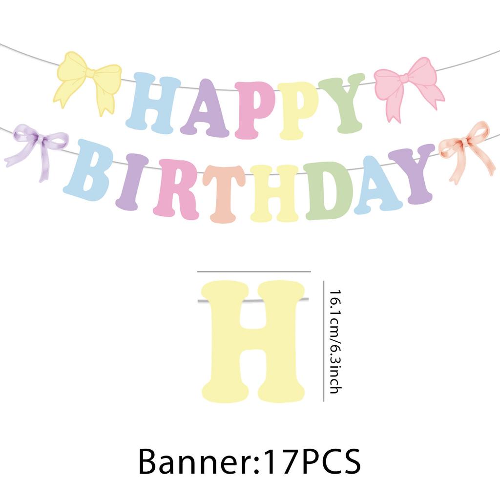 Colored Bow Party Flag Decoration Package Banner Spiral Girl Birthday Party Supplies