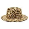 Women Leopard Open Road Hat Fedora Hat Fashionable Wide Brim Fedora Felt Panama Hats Classic Belt Buckle