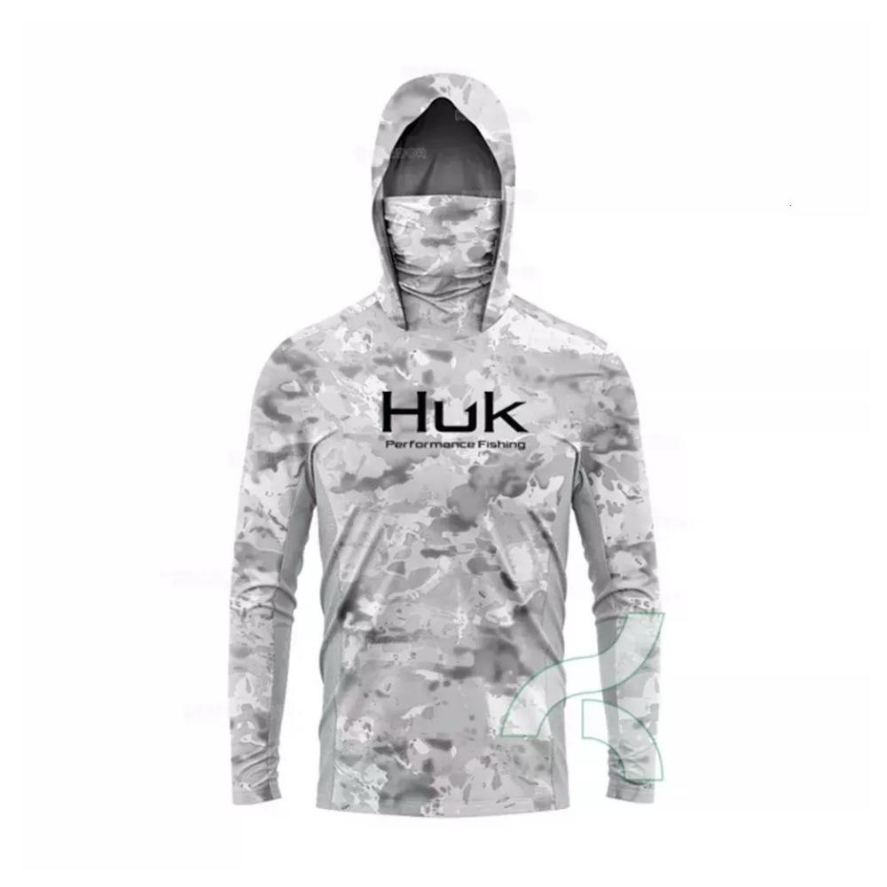 Costum de pescuit HUK pentru bărbați, transfrontalier, cu uscare rapidă, mască de praf și protecție UV, costum de pescuit ușor cu glugă, mătase de gheață