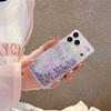 Grass Flowers Glitter Quicksand Case for iPhone 15 16 17 Pro Max Luminous Purple Moving Sand Glossy Liquid Cover Phone Fundas