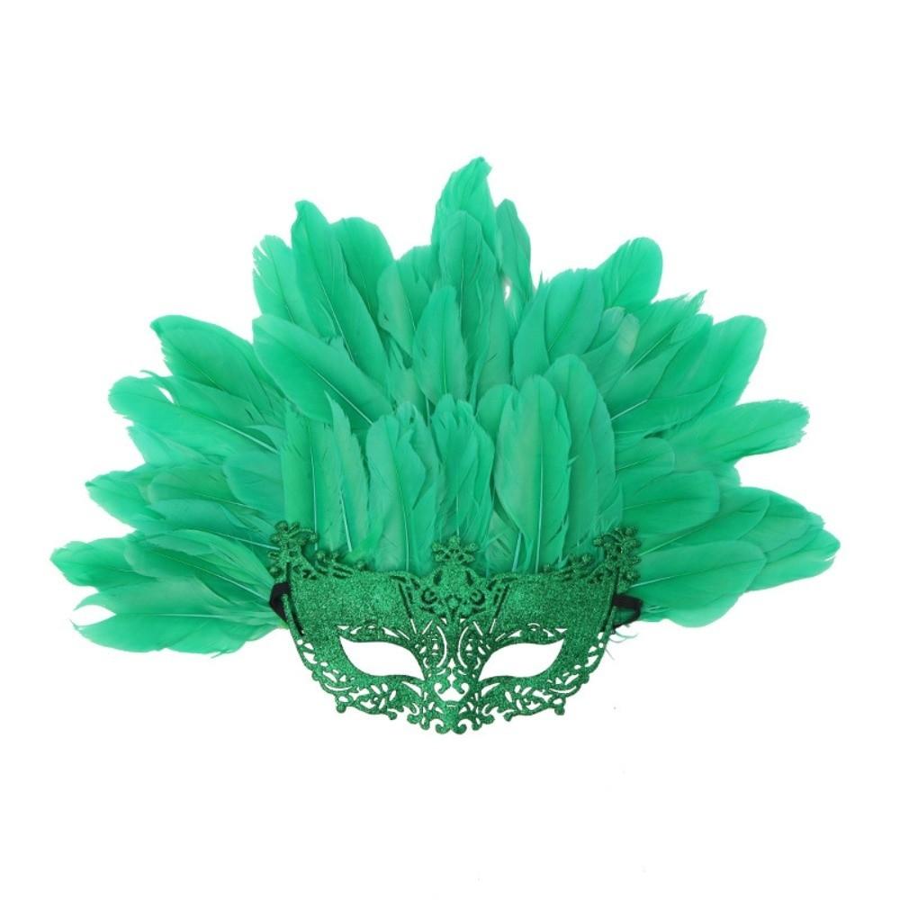 Gifts Novelty Feather Masquerade Mask Detachable Hyperbole Feather Lily Half-face Masks Carnival Masquerade Mask зелёный