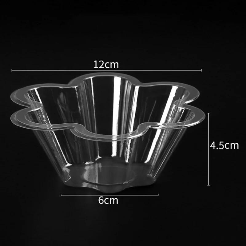 

50Pcs Clear Dessert Cups, Disposable Ice Cream Bowls, Flower Shape Serving Cups for Party, Chocolate, Appetizers, Snack 50Pcs