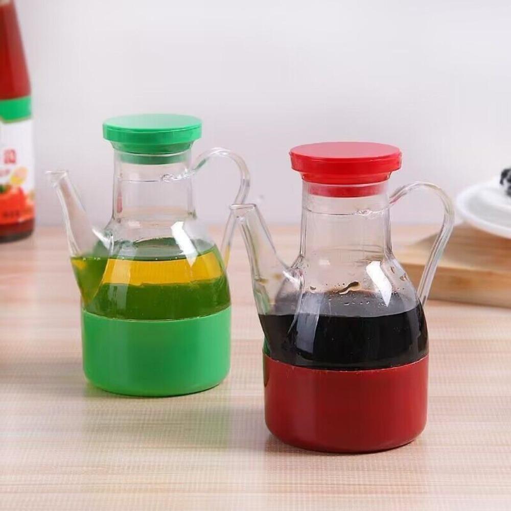 Leakproof Transparent Gravy Boats Kitchen Supplies with Handle Plastic Condiment Container Not Fragile Oil Dispenser Soy Sauce
