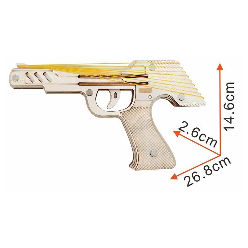 Laser Cutting DIY 3D Wooden Puzzle  Assembly Kit Running  Rubber Band Gun for Child Gift