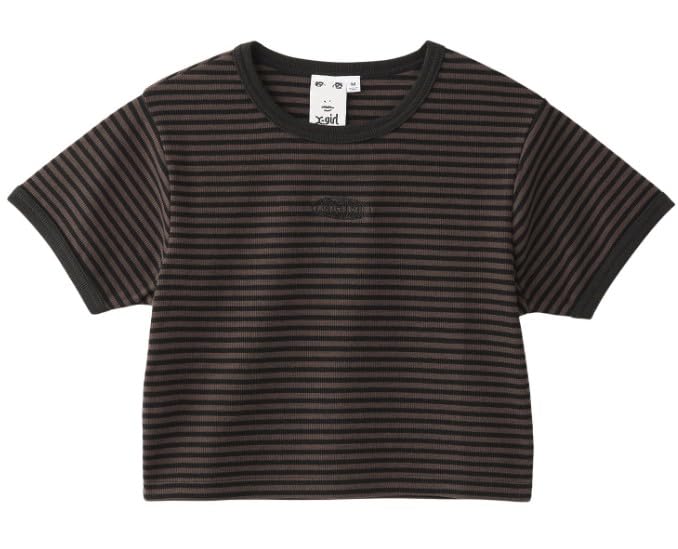 Casual Outline Oval Logo Brown X-girl S/S Top, Women's,