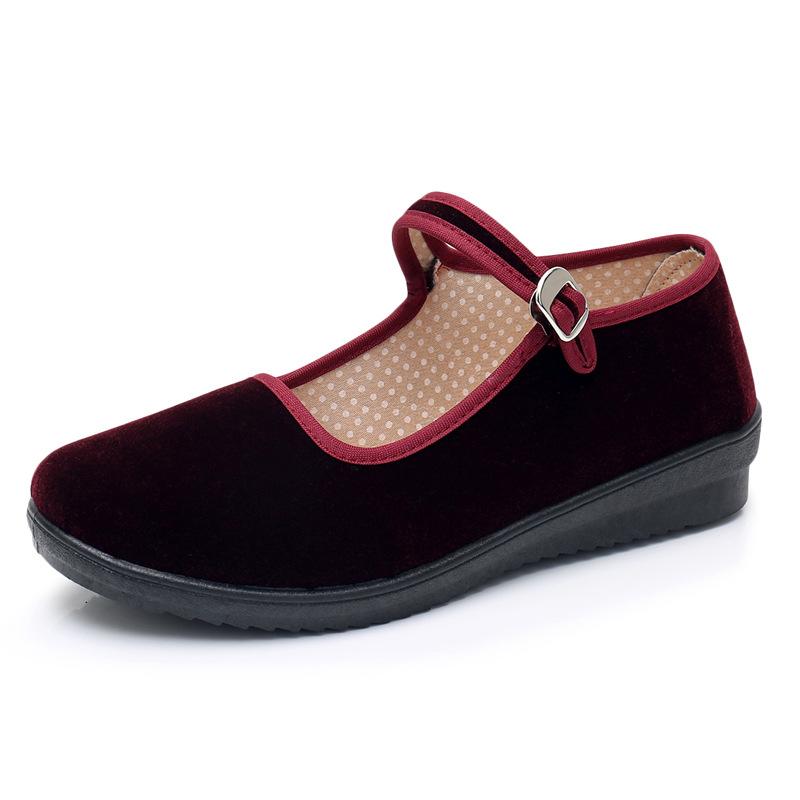 

Cloth shoes women s flat nonslip hotel work shoes dance shoes casual single shoes black cloth shoes size 43 вина червоного кольору