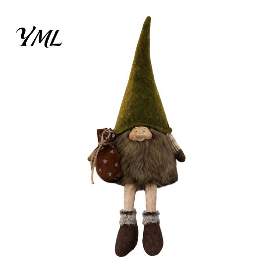 Desktop Display Figurines Vintage Farmhouse Gnome Figurine, Dangle Leg Statue, Rustic Tabletop Forest Theme Shelf Decor Ornament for Fall Thanksgiving