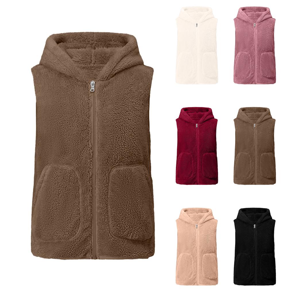 Women's Fall And Winter Temperament Double-Sided Coral Velvet Thickened And Padded Warm Plus Size Waistcoat Vests