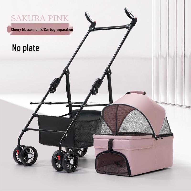

Складная легкая коляска для питомцев со съемной корзиной для собак и кошек Rotating Handle Pet Stroller