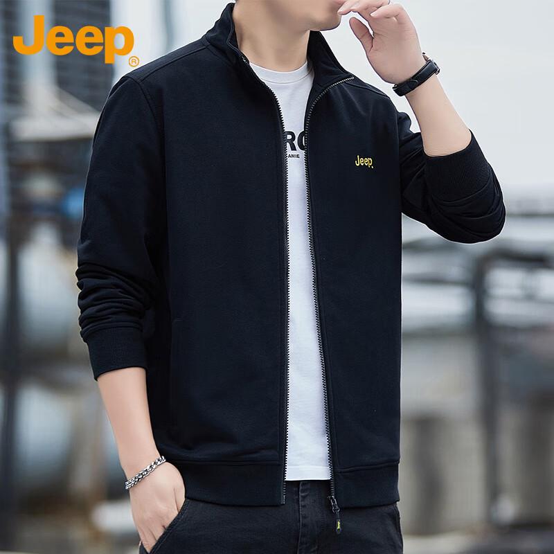 Jeep Men's Stand-Collar Casual Cardigan Sweatshirt