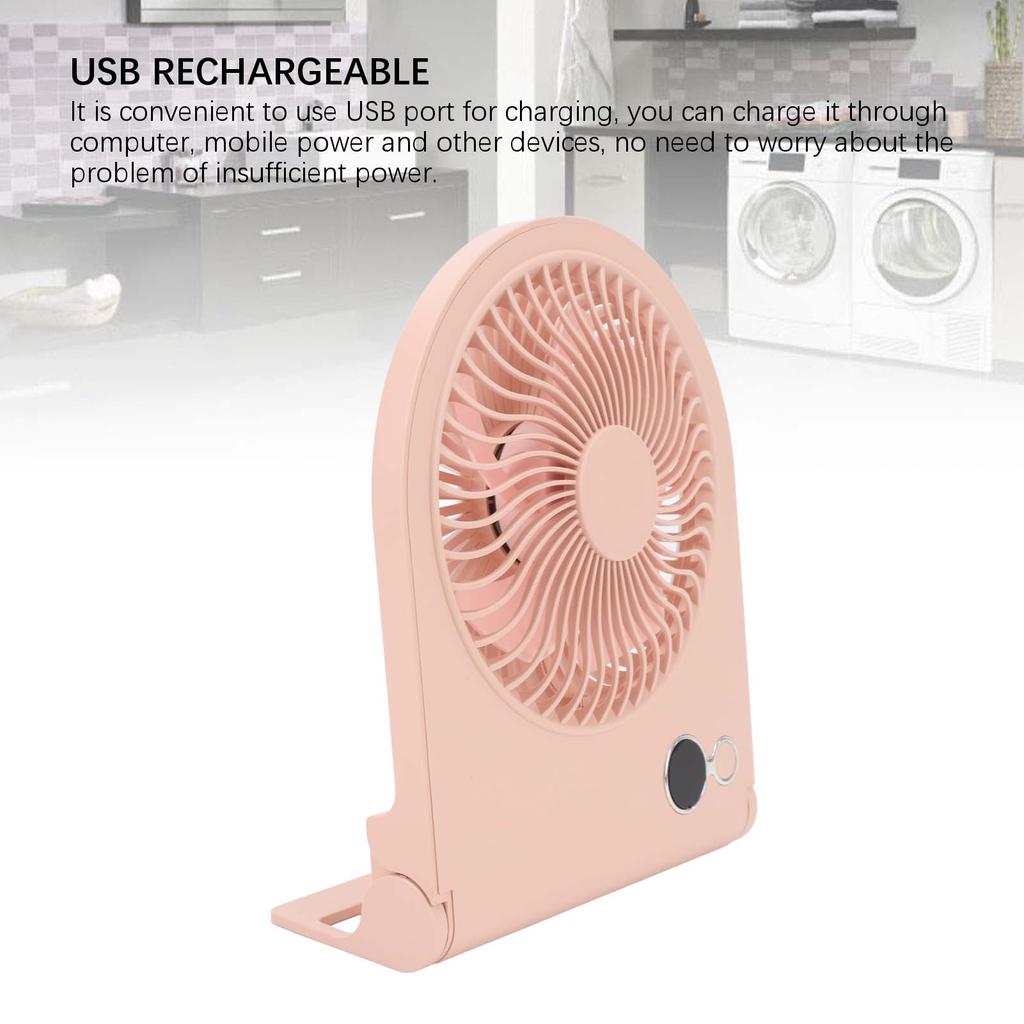 USB Desk Fan Digital Display Strong Wind 3 Speeds Quiet Slim Portable Desktop Table Fan for Home