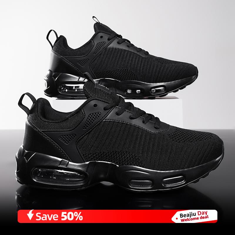 

Чоловічі спортивні кросівки для бігу Повсякденні марафонські дихаючі легкі жіночі зручні спортивні нековзні кросівки для ходьби 42 чорний