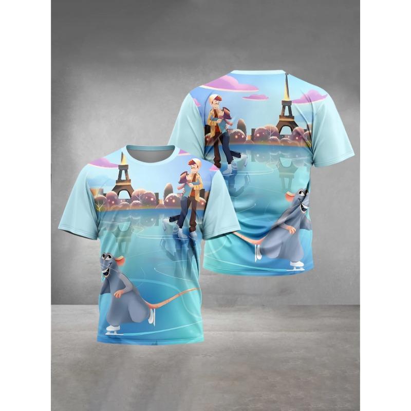 Summer Round Neck Cartoon Hotel Transylvania Pattern 3D Printed Top Fashionable Casual Short Sleeved Children's Boy T-shirts