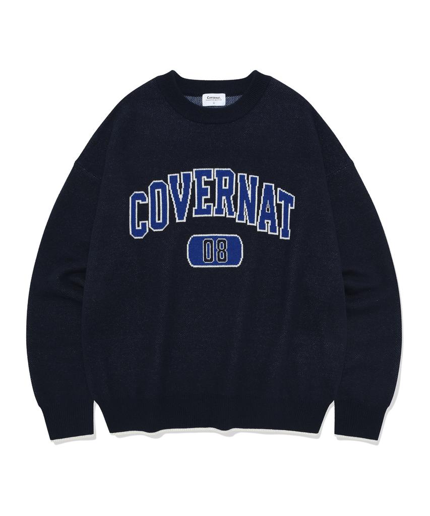 COVERNAT Arch Logo 08 Crew Neck Knit Dark Navy