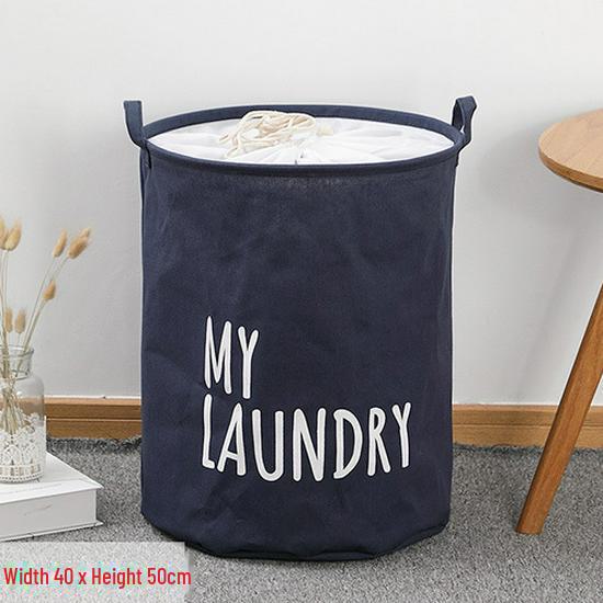 Large Fabric Foldable Laundry Basket with Drawstring, Waterproof & Moisture-Proof for Clothes and Quilts