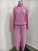 2025 Autumn/Winter Women's Casual Knit Set: High Neck Top & Wide Leg Pants
