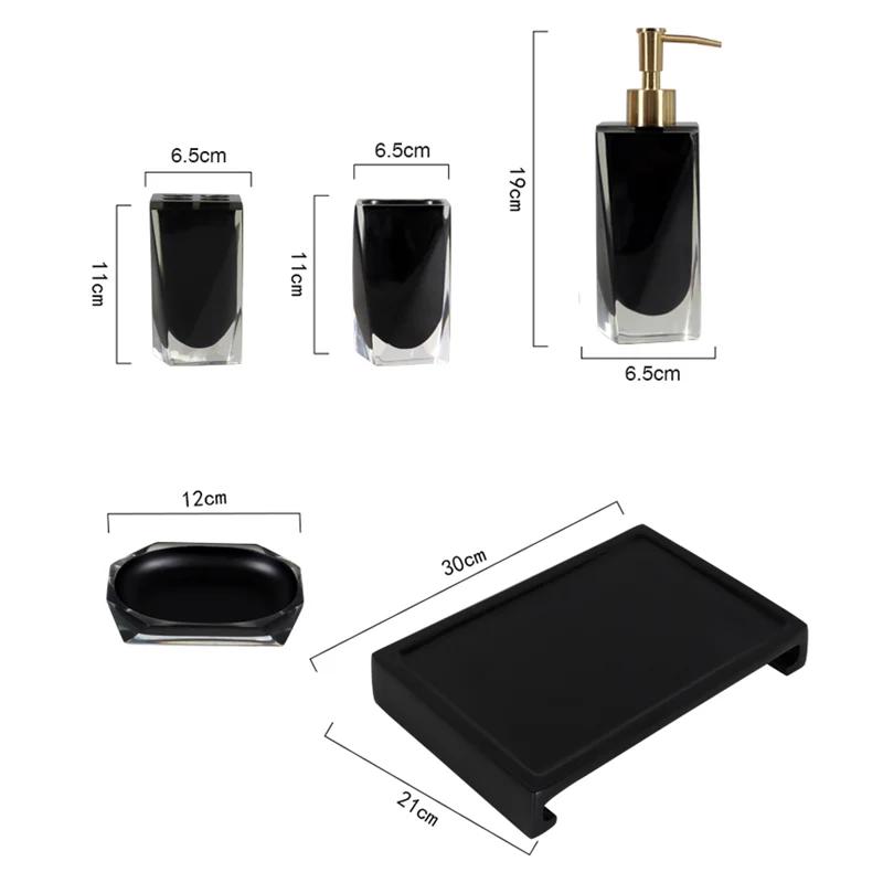 Resin Bathroom Five-piece Set Wash Tray Handwashing Fluid Soap Dispensing Bottles Accessories Organizer Decor