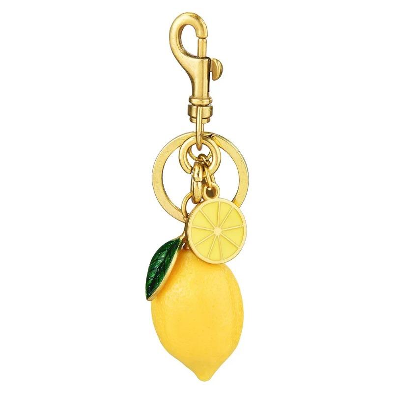 Creative Resin Simulated Fruit Lemon Car Key Chain, Fashionable Retro Style Bag Pendant