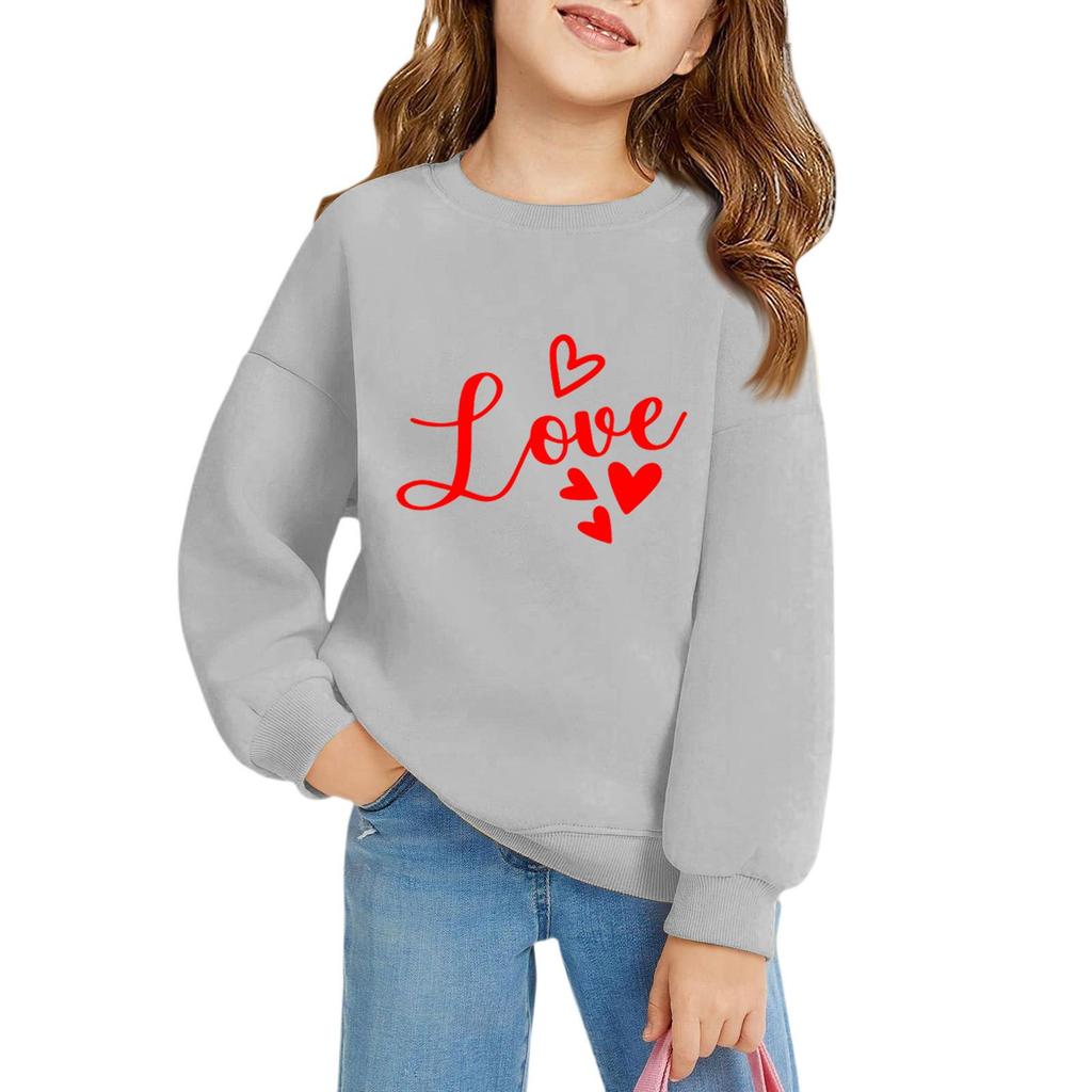 Mädchen Rundhals-Pullover für Kinder Bedruckte Baby-Oberteile Valentinstag