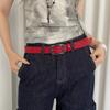 Bohemian Roter Pu-Leder-Taillengürtel Für Damen Mit Vintage-Krokodilmuster Für Kleider Oder Jeans