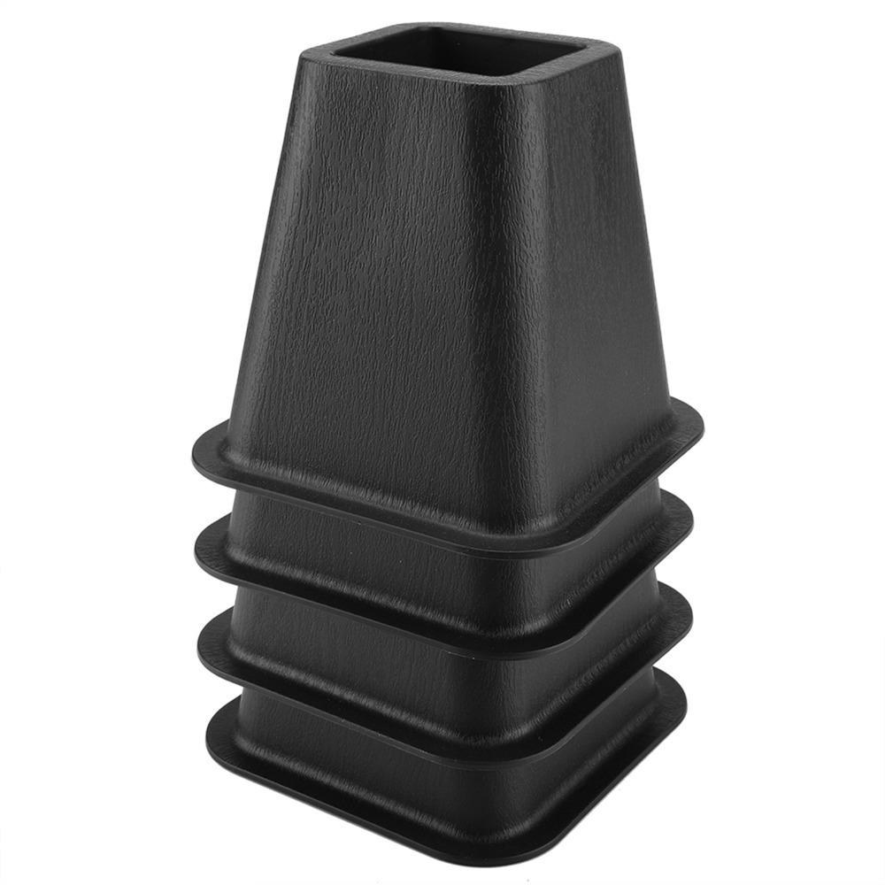 

4Pcs Anti-slip Black Furniture Riser PP Plastic 6 Inch Sofa Foot Pad Stackable Square Heightening Mat Bed Support