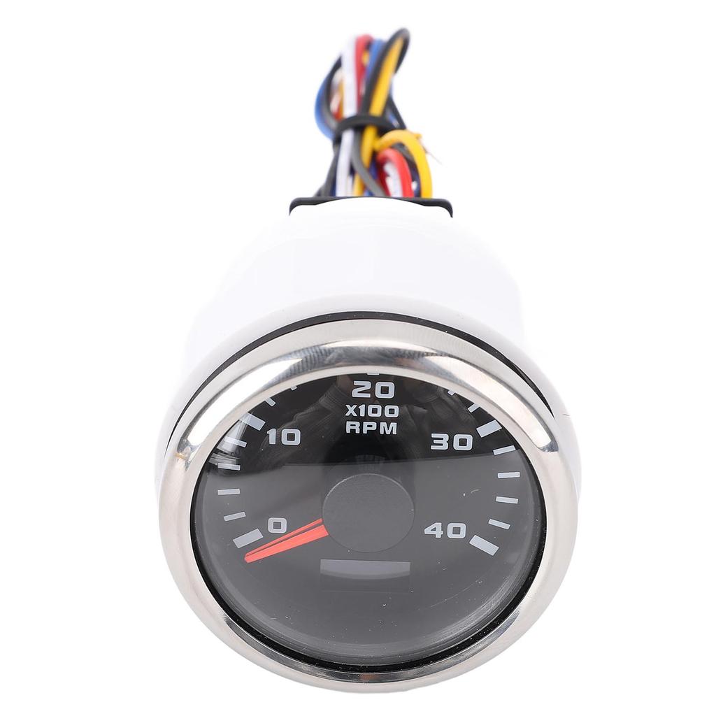 52mm Engine 4000RPM Tachometer Gauge with Hour Meter 7 Color Backlight for Truck Tractor Car RV Boat DC 9 To 32V Black