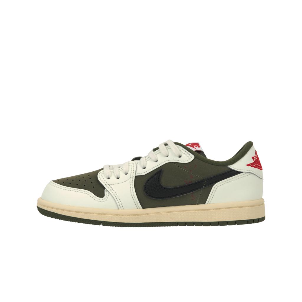 Travis Scott X Air Jordan 1 Retro Low OG SP PS Reverse Olive / Medium Olive Kids Sneakers Green Black Sail DO5442-200