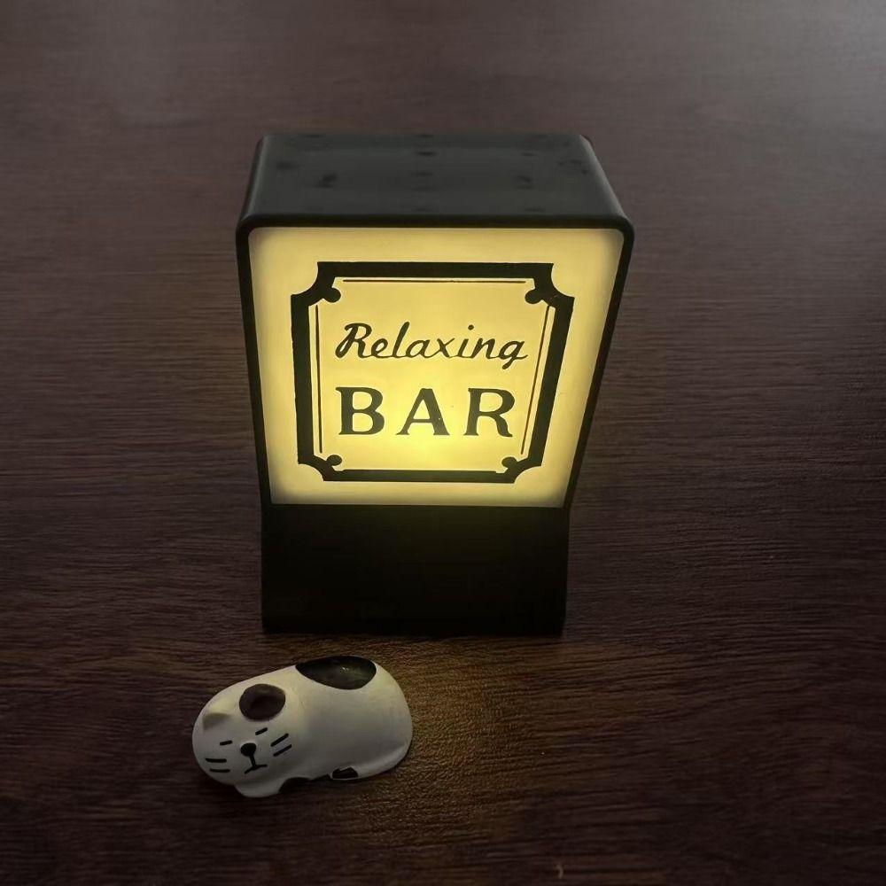 Aimant de réfrigérateur de café créatif Modèle de chat mignon Lumière chaude Boîtes lumineuses de bar Miniature tridimensionnelle