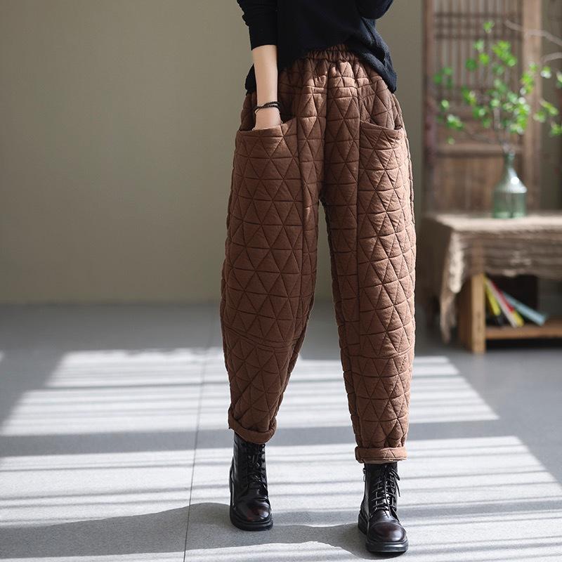 Women's Fall and Winter Large Size Thickened Pants Jacket Elastic Waist Casual Pants