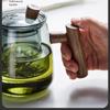 GIANXI Heated Tea Pot Anti-Scald Solid Wood Handle Filter Pots Thickened High Borosilicate Glass Tea Water Separation Teapot