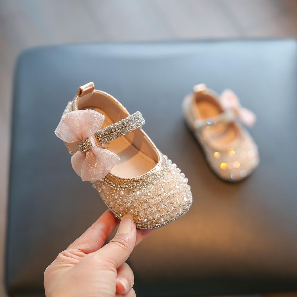 Summer Girl Child Year Old Single Shoes Leather Shoes Princess Shoes 1 Year Old Baby Crystal Shoes 2025 New Shining Spring and Autumn