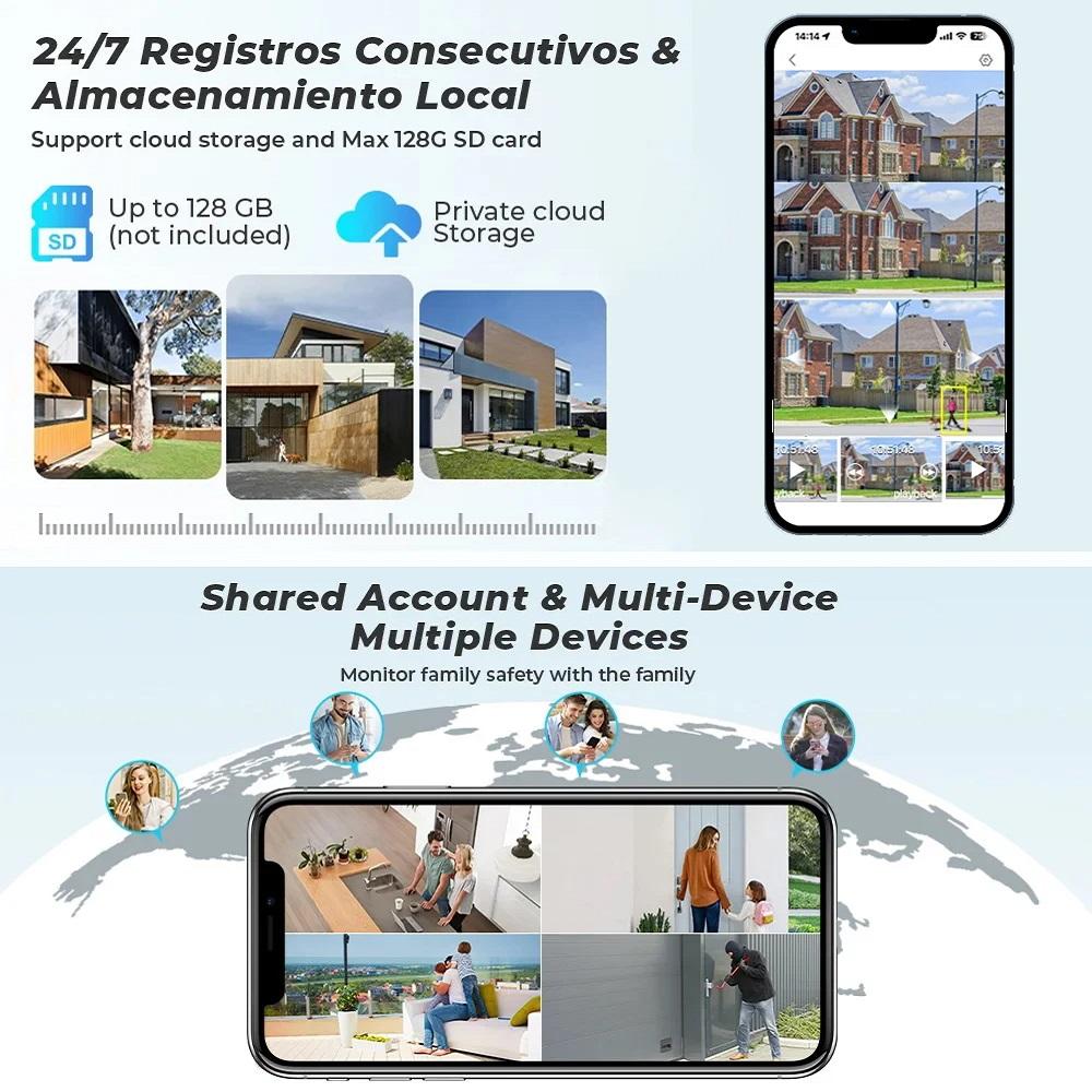 Solar-Sicherheitskamera WIFI/4G Drei-Bildschirm Mobiltelefon Fernbedienung HD Automatische Ladekamera Außenbereich