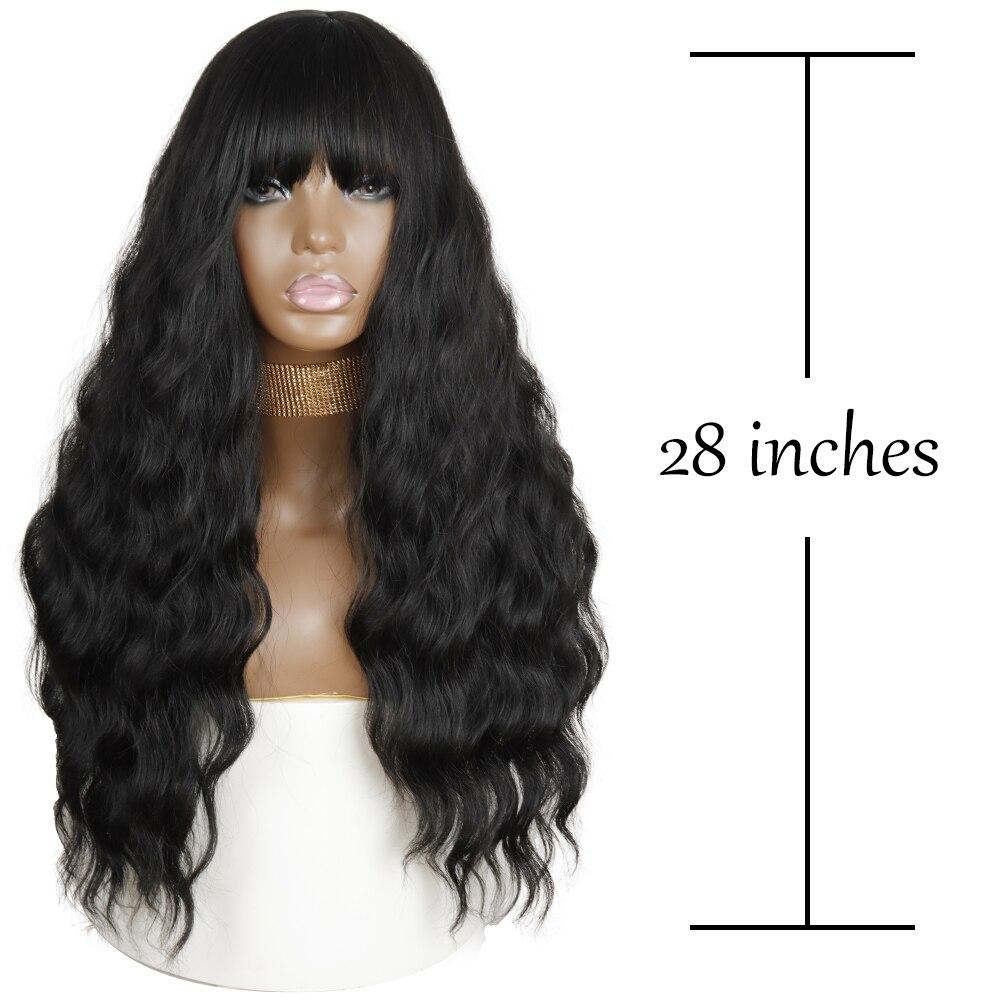 XINRAN Long Water Wave Synthetic Wigs With Bangs Natural Wavy Orange Wig for Women Cosplay Wigs Heat Resistant Fiber Wigs
