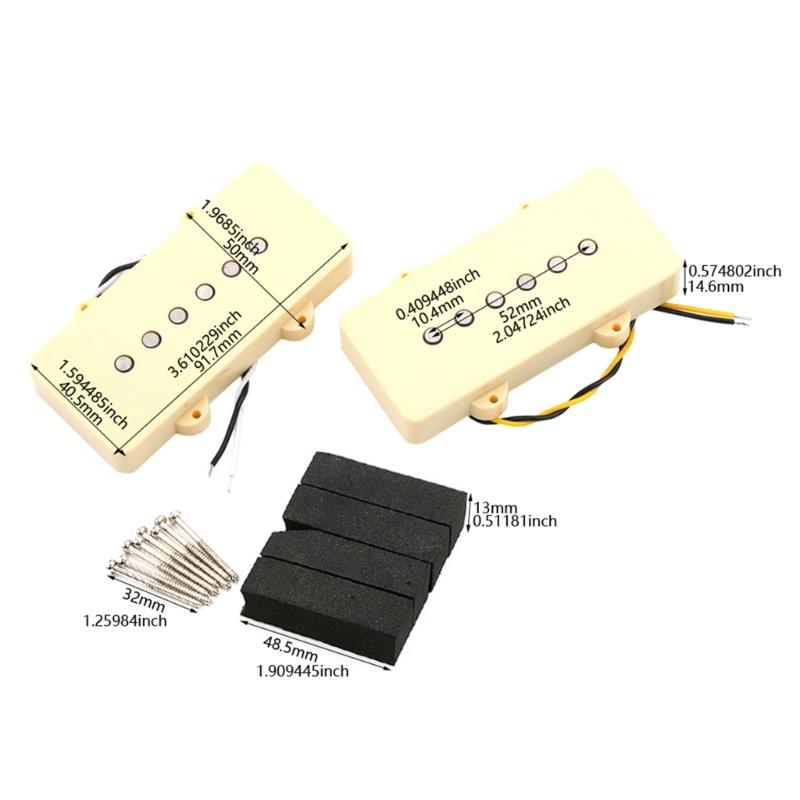 Single Coil Pickups Neck and Bridge Replacement Accessory Set Compatible with LP Style Electric Guitar for Guitar Parts
