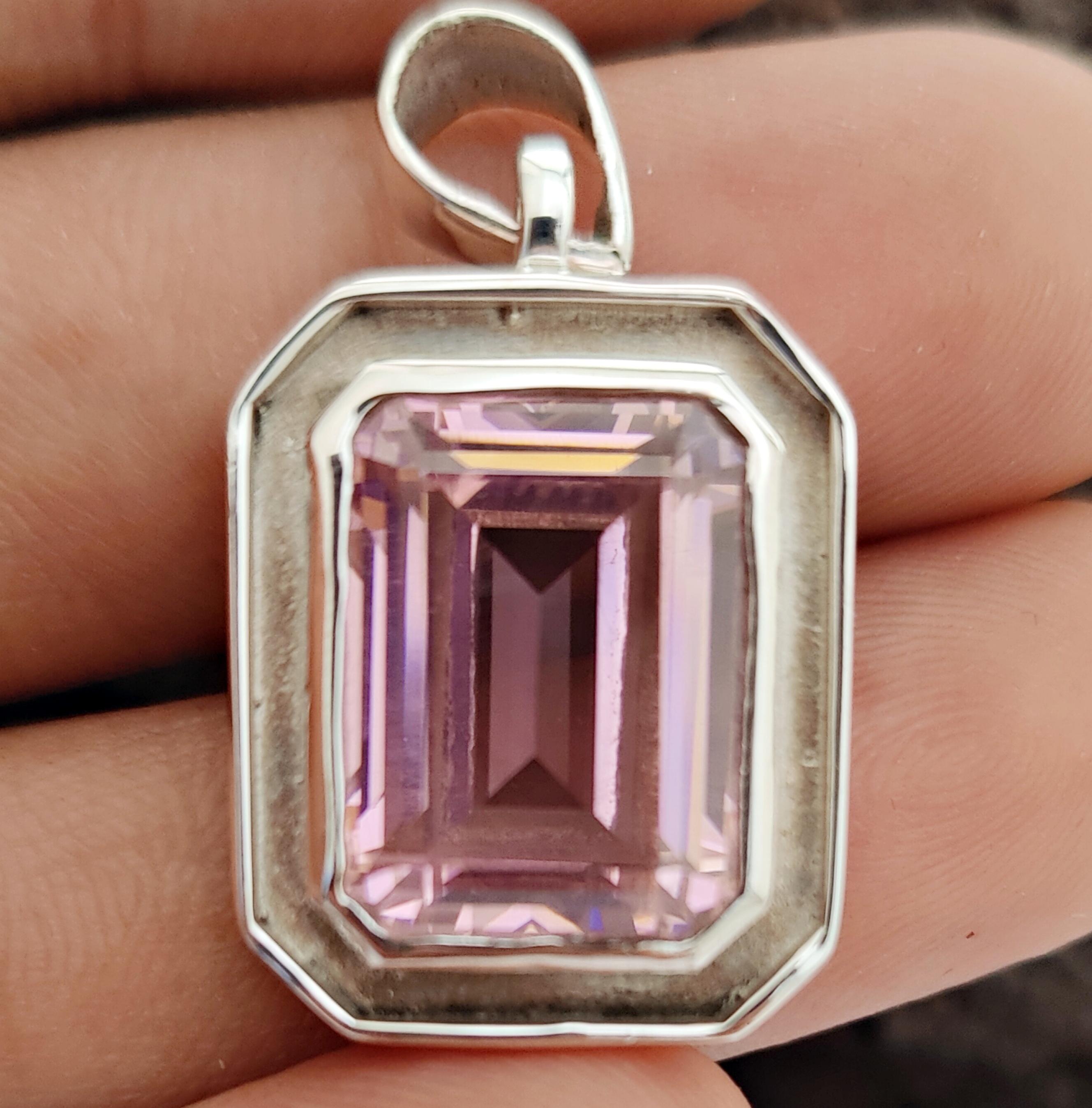 

Подвеска с розовым кунцитом, подвеска с драгоценным камнем, ювелирное украшение ручной работы, чистое серебро 925 пробы, подарок для нее, кунцит 16X12 мм