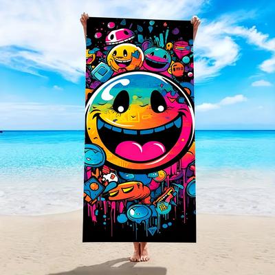 Serviette de plage Graffiti Premium, Microfibre Ultra Douce Séchage Rapide Couverture de Bain Surdimensionnée, Serviette de Piscine Anti- Sable pour Voyage