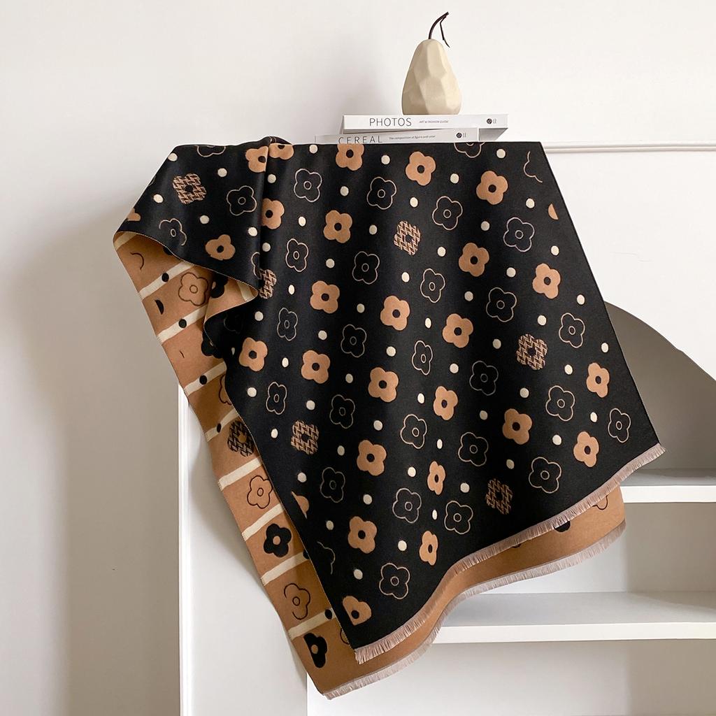 New Fashion Cashmere Women Print Double-sided Scarf  Winter Warm Elegance Shawl Pashmina Female Outdoor Brand Scarves