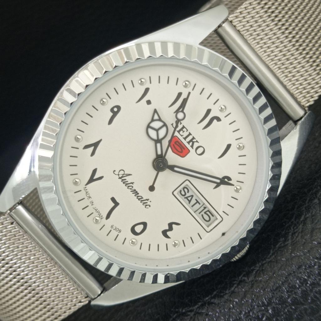 VINTAGE SEIKO 5 AUTOMATIC 6309A JAPAN MENS REFURBISHED WHITE WATCH A442486-1