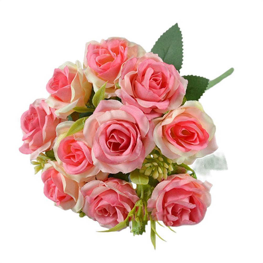 

Artificial rose bouquet with 10 small flowers for weddings and home decoration розы красного