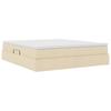 Storage Bed with Mattress Cream 160 X 200 Cm Polyester