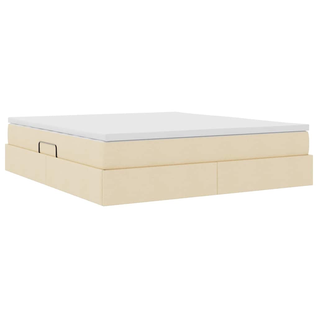 Storage Bed with Mattress Cream 160 X 200 Cm Polyester