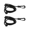 2pcs Set 180cm Kayak Canoe Paddle Leash Clip Stretchable Fishing Rod Tether Holder for Kayaking Surfing Black