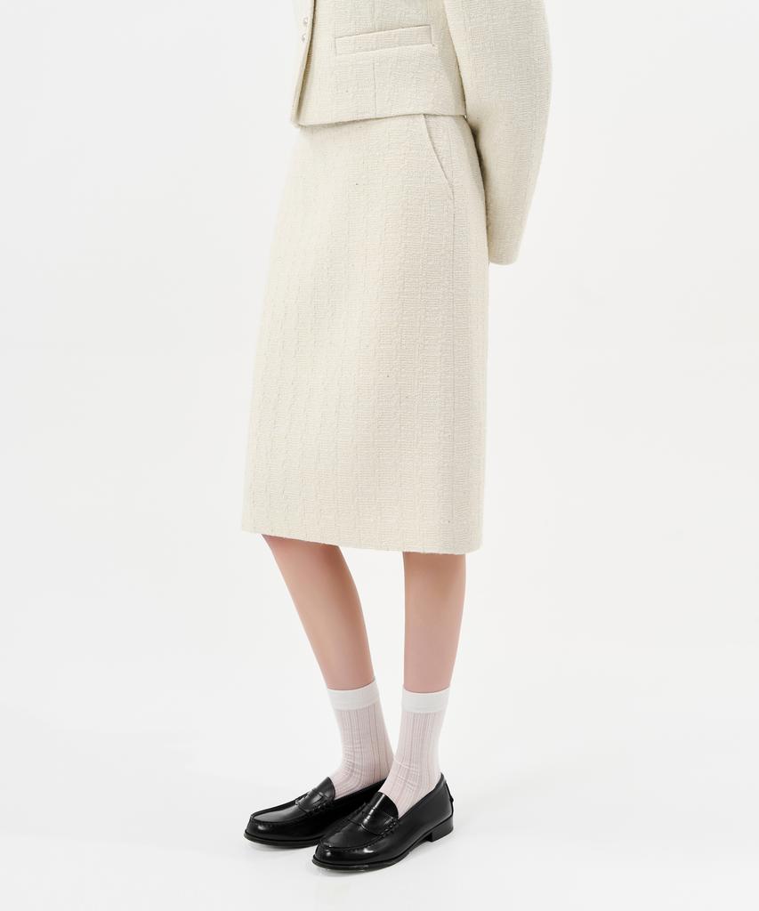 Laneonkyulleoseu Tweed Midi Skirt_Ivory