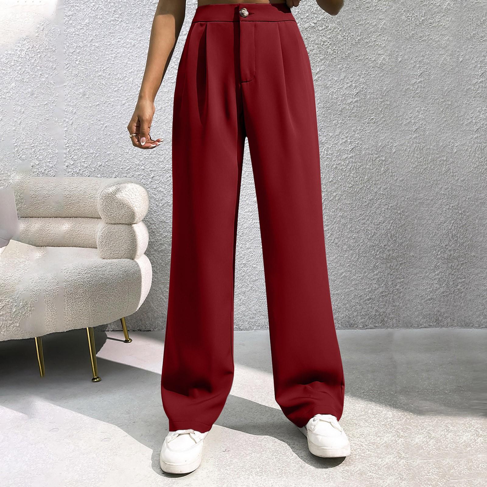 

Женский костюм, широкие брюки, женские, с высокой талией, свободные, прямые, утягивающие, повседневные, для уборки XL винный