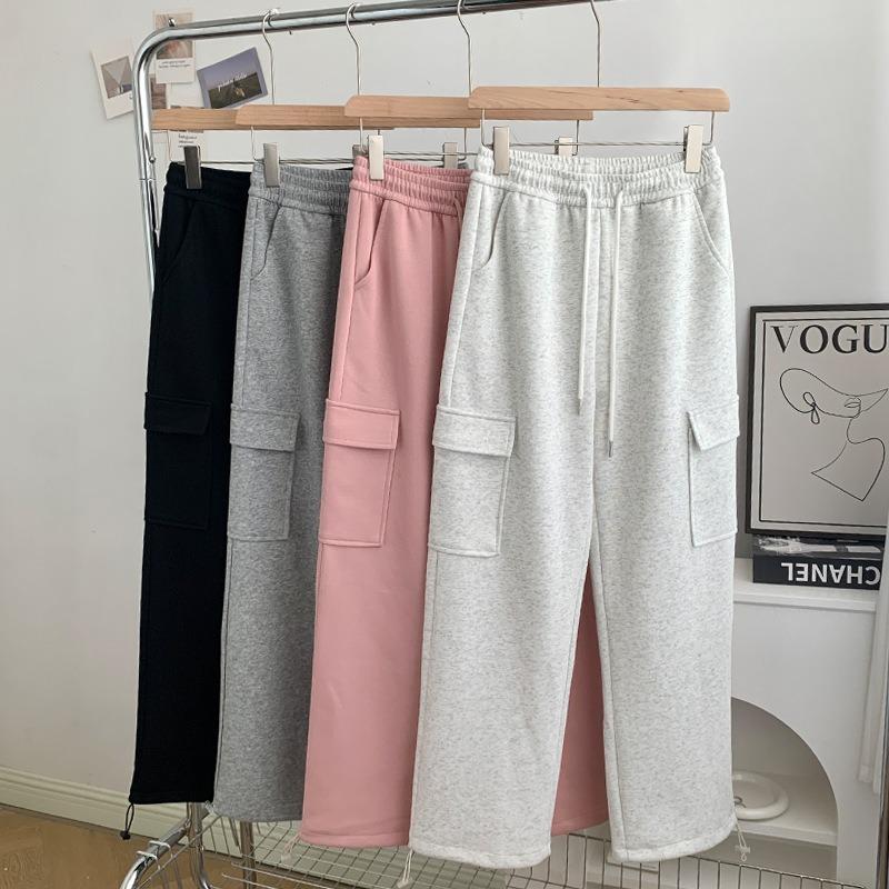 Overalls women's casual sports pants autumn new high-waisted and thin leggings fat mm straight wide-leg pants