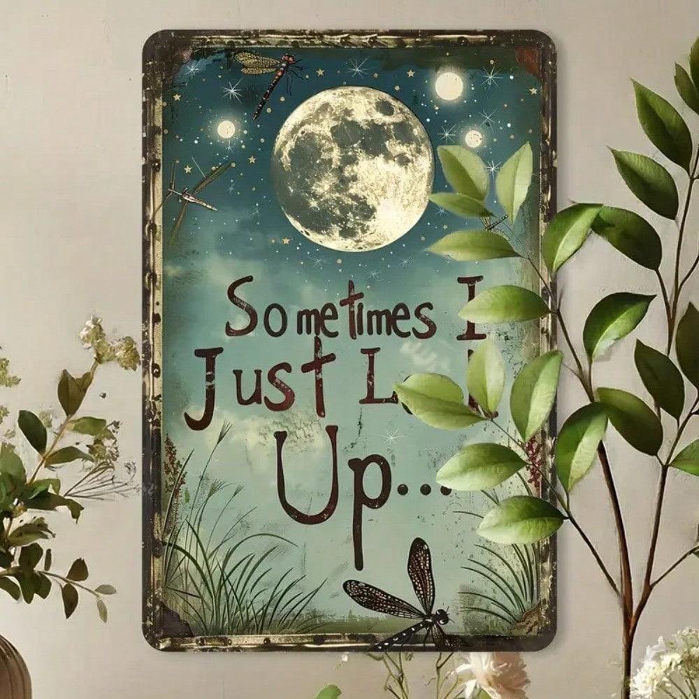 Vintage 8x12 Inch Metal Wall Art Green Retro Patio Sign with Inspirational Quote Weather Resistant Outdoor Garden Decor