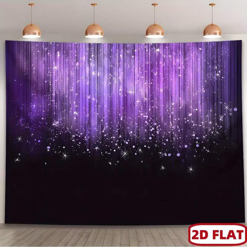 

2D Purple Black Glitter Backdrop, Sparkle Star Party Photography Background 47.2x31.5inch/120*80cm
