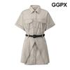 Stitch Wrap Skirt Set Shirt Dress Gq6st009f