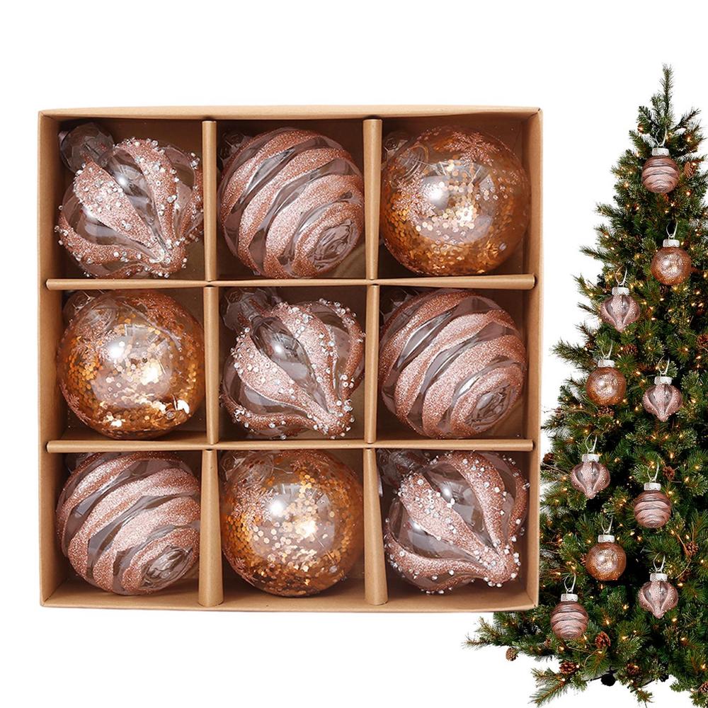Christmas Ornaments Set 9 Pieces Hangable Balls Seasonal Decorations For Home Celebration Window Display Living Room Classroom